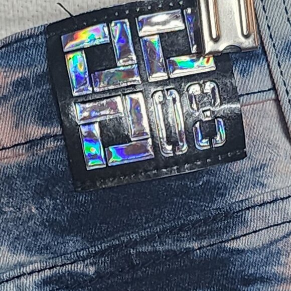 Demolition Acid Wash Tie Dye Pink Blue Yellow Stretch Cotton Denim Shorts Sz 10 - Picture 14 of 16